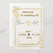 Luxury Minimal Gold Wedding Invitation Kaart (Voorkant / Achterkant)
