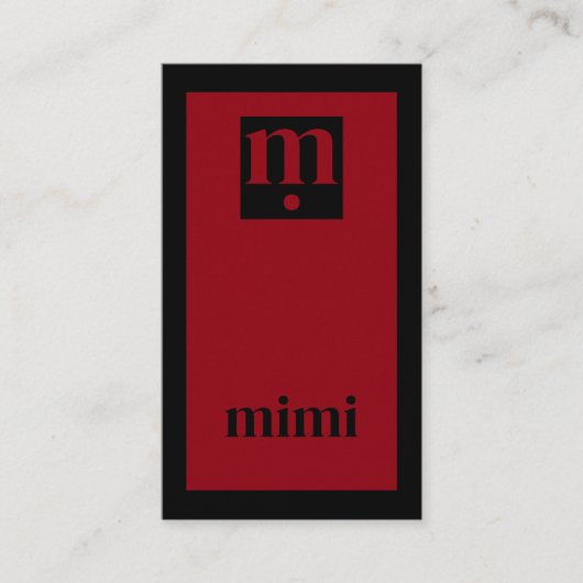 Luxury minimal initial black and red visitekaartje (Voorkant)