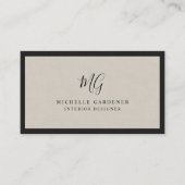 Luxury Minimal Monogram Linen Visitekaartje (Voorkant)
