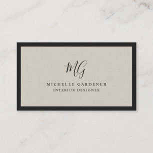 Luxury Minimal Monogram Linen Visitekaartje