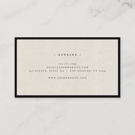 Luxury Minimal Monogram Natural Linen Visitekaartje (Achterkant)
