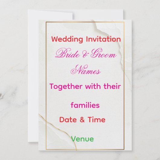 Luxury Minimal Wedding Invitation 7x5 – Editable E Kaart (Voorkant)