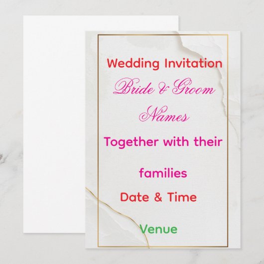Luxury Minimal Wedding Invitation 7x5 – Editable E Kaart (Voorkant / Achterkant)