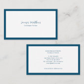 Luxury Minimale Monogram marineblauw Visitekaartje (Voorkant / Achterkant)