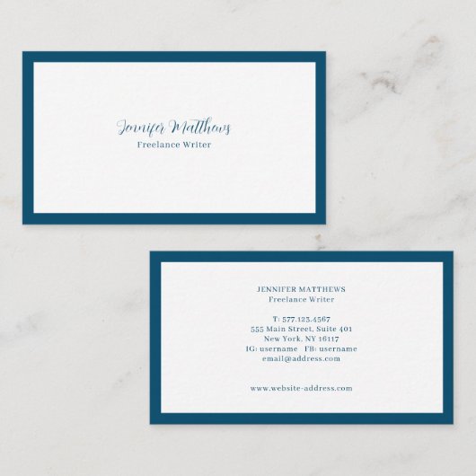 Luxury Minimale Monogram marineblauw Visitekaartje (Voorkant / Achterkant)