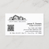 Luxury Minimalist Black & White Real Estate Visitekaartje (Achterkant)