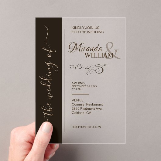 Luxury Minimalist Typography Wedding  Acryl Uitnodigingen (Insitu (Draagbaar))