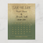Luxury Mint Gold Glitter Calendar Save the Date Aankondigingskaart (Voorkant)