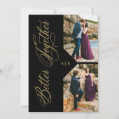 Luxury Modern 2 Photos Collage Golden Whimsical Kaart (Voorkant)