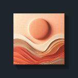 Luxury Modern 3D Abstract  - Layered Hill Canvas Afdruk<br><div class="desc">A stunning 3D abstract relief featuring soft, flowing layers of rolling hills beneath a large, minimalist sun. The artwork utilizes a rich palette of terracotta, burnt orange, beige, and cream, with varying leather-like and smooth textures that create a sense of organic depth. This contemporary piece is perfect for adding a...</div>