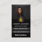 Luxury Modern add Photo Real Estate Agent Black Visitekaartje (Voorkant)