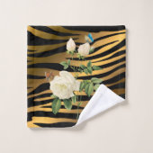 Luxury Modern Black Gold Roos Tigar Bad Handdoek (Wasdoekje)