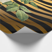 Luxury Modern Black Gold Roos Tigar Cadeaupapier (Hoek)