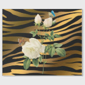 Luxury Modern Black Gold Roos Tigar Cadeaupapier (Vlak)
