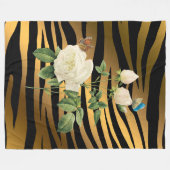 Luxury Modern Black Gold Roos Tigar Fleece Deken (Voorkant (Horizontaal))