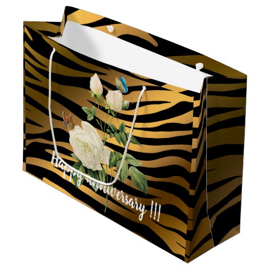 Luxury Modern Black Gold Roos Tigar Groot Cadeauzakje (Voorkant Gekanteld)