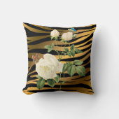 Luxury Modern Black Gold Roos Tigar Kussen (Voorkant)