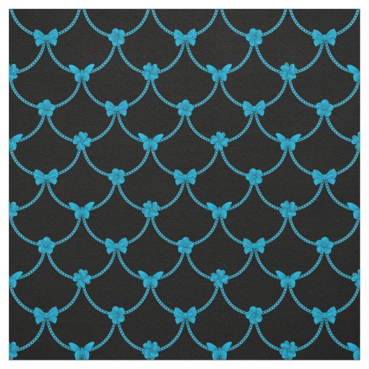 Luxury Modern Blue Natural Floral Butterfly Stof (Swatch)