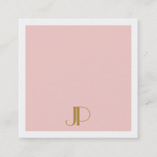 Luxury Modern Blush Pink Elegant Gold Monogram Vierkante Visitekaartje