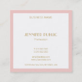 Luxury Modern Blush Pink Elegant Gold Monogram Vierkante Visitekaartje (Achterkant)