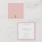 Luxury Modern Blush Pink Elegant Gold Monogram Vierkante Visitekaartje (Voorkant / Achterkant)