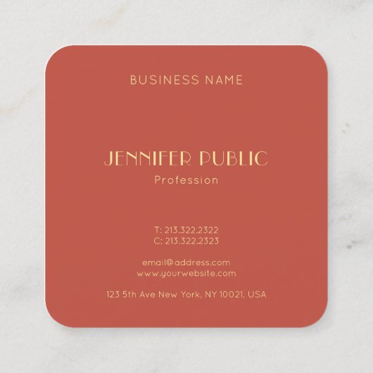 Luxury Modern Elegant Gold Monogrammed Sjabloon Vierkante Visitekaartje (Achterkant)