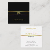 Luxury Modern Elegant Gold Monogrammed Square Vierkante Visitekaartje (Voorkant / Achterkant)