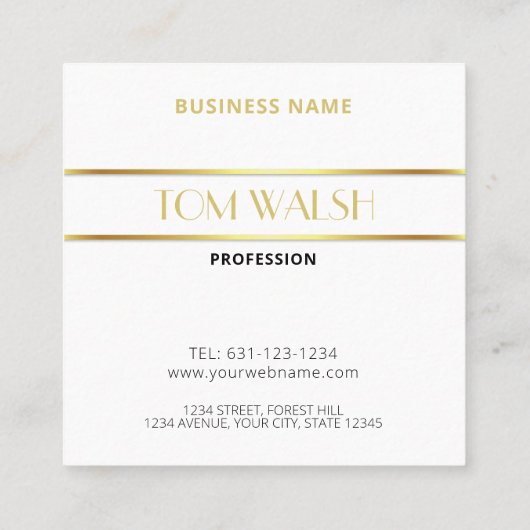 Luxury Modern Elegant Gold Monogrammed Square Vierkante Visitekaartje (Achterkant)