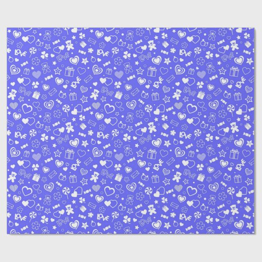 Luxury Modern Elegant Love Blue Heart Cadeaupapier (Vlak)