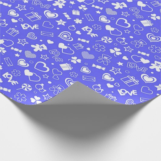 Luxury Modern Elegant Love Blue Heart Cadeaupapier (Hoek)