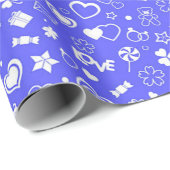 Luxury Modern Elegant Love Blue Heart Cadeaupapier (Rol Hoek)
