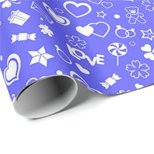 Luxury Modern Elegant Love Blue Heart Cadeaupapier (Rol Hoek)