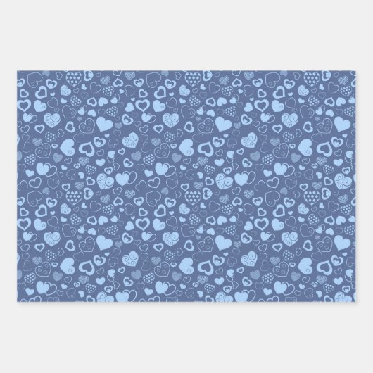 Luxury Modern Elegant Love Blue Heart Inpakpapier Vel (Voorkant 2)