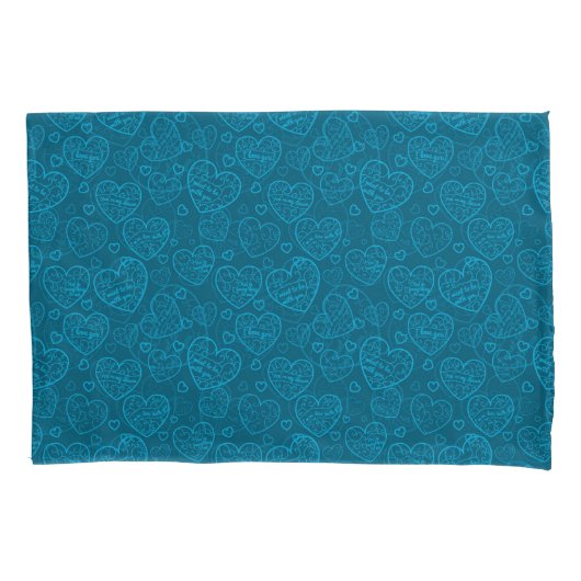 Luxury Modern Elegant Love Blue Heart Kussensloop (Voorkant)