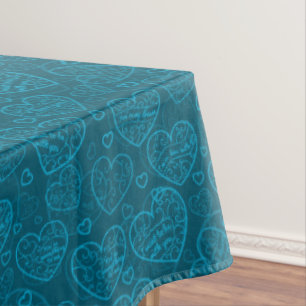 Luxury Modern Elegant Love Blue Heart Tafelkleed