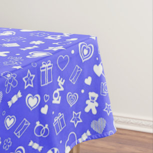 Luxury Modern Elegant Love Blue Heart Tafelkleed