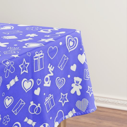 Luxury Modern Elegant Love Blue Heart Tafelkleed (Voorbeeld)