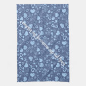 Luxury Modern Elegant Love Blue Heart Theedoek (Verticaal)