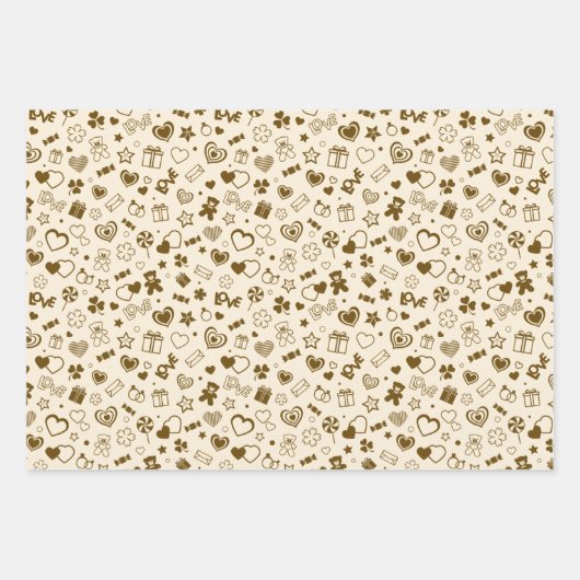 Luxury Modern Elegant Love Gold Heart Inpakpapier Vel (Voorkant 3)