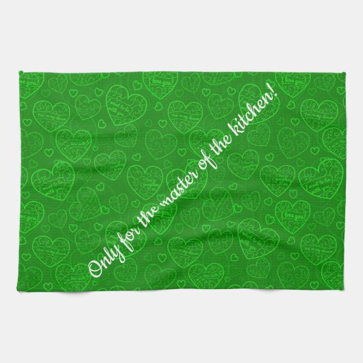 Luxury Modern Elegant Love Green Heart Theedoek (Horizontaal)