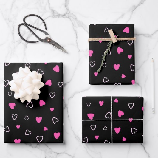 Luxury Modern Elegant Love Heart Inpakpapier Vel (Voorkant)