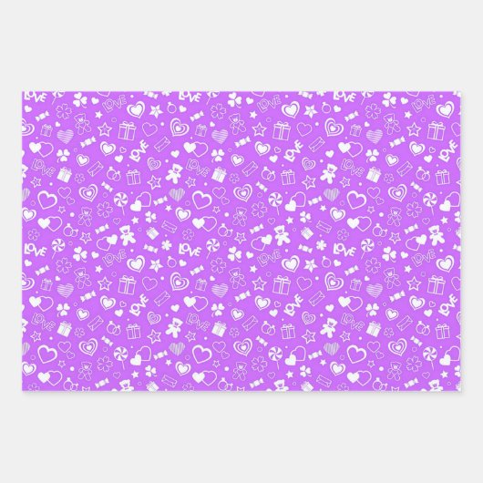Luxury Modern Elegant Love Paars Heart Inpakpapier Vel (Voorkant 2)
