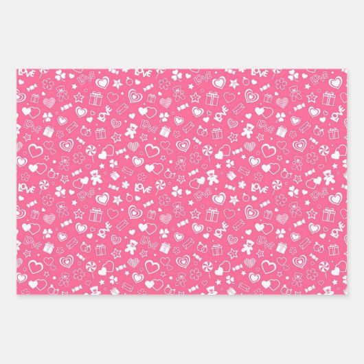 Luxury Modern Elegant Love Pink Heart Inpakpapier Vel (Voorkant)