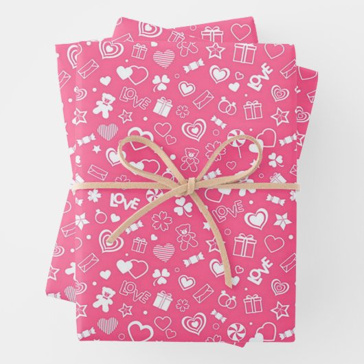 Luxury Modern Elegant Love Pink Heart Inpakpapier Vel (In situ)