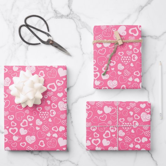 Luxury Modern Elegant Love Pink Heart Inpakpapier Vel (Voorkant)