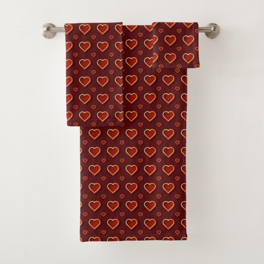 Luxury Modern Elegant Love Red Gold Heart Bad Handdoek (Insitu)