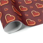 Luxury Modern Elegant Love Red Gold Heart Cadeaupapier (Rol Hoek)