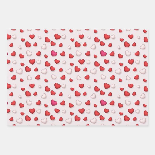 Luxury Modern Elegant Love Red Heart Inpakpapier Vel (Voorkant 2)
