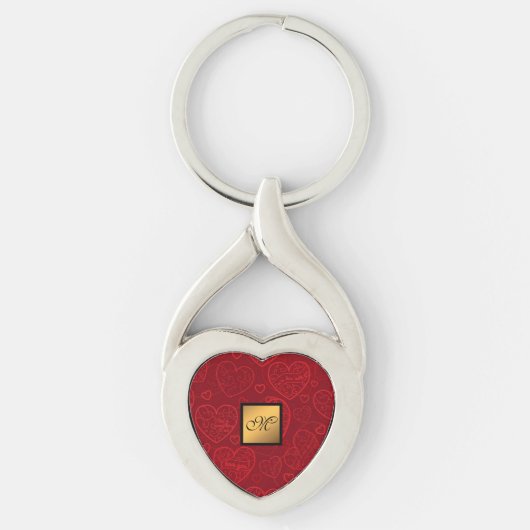 Luxury Modern Elegant Love Red Heart Sleutelhanger (Voorkant)