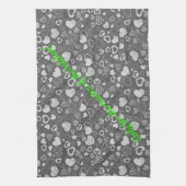 Luxury Modern Elegant Love Silver Heart Theedoek (Verticaal)